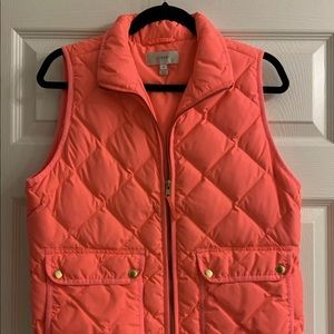 J Crew puffy neon coral vest
